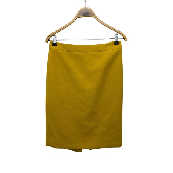 J.Crew No. 2 Pencil Skirt Womens Size 4 Mustard Yellow Wool Blend Mid-Length - Picture 2 of 8